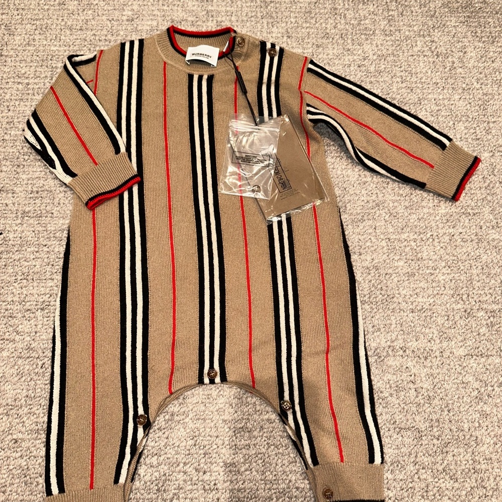 Burberry Baby Cashmere Wool Striped Romper 9M